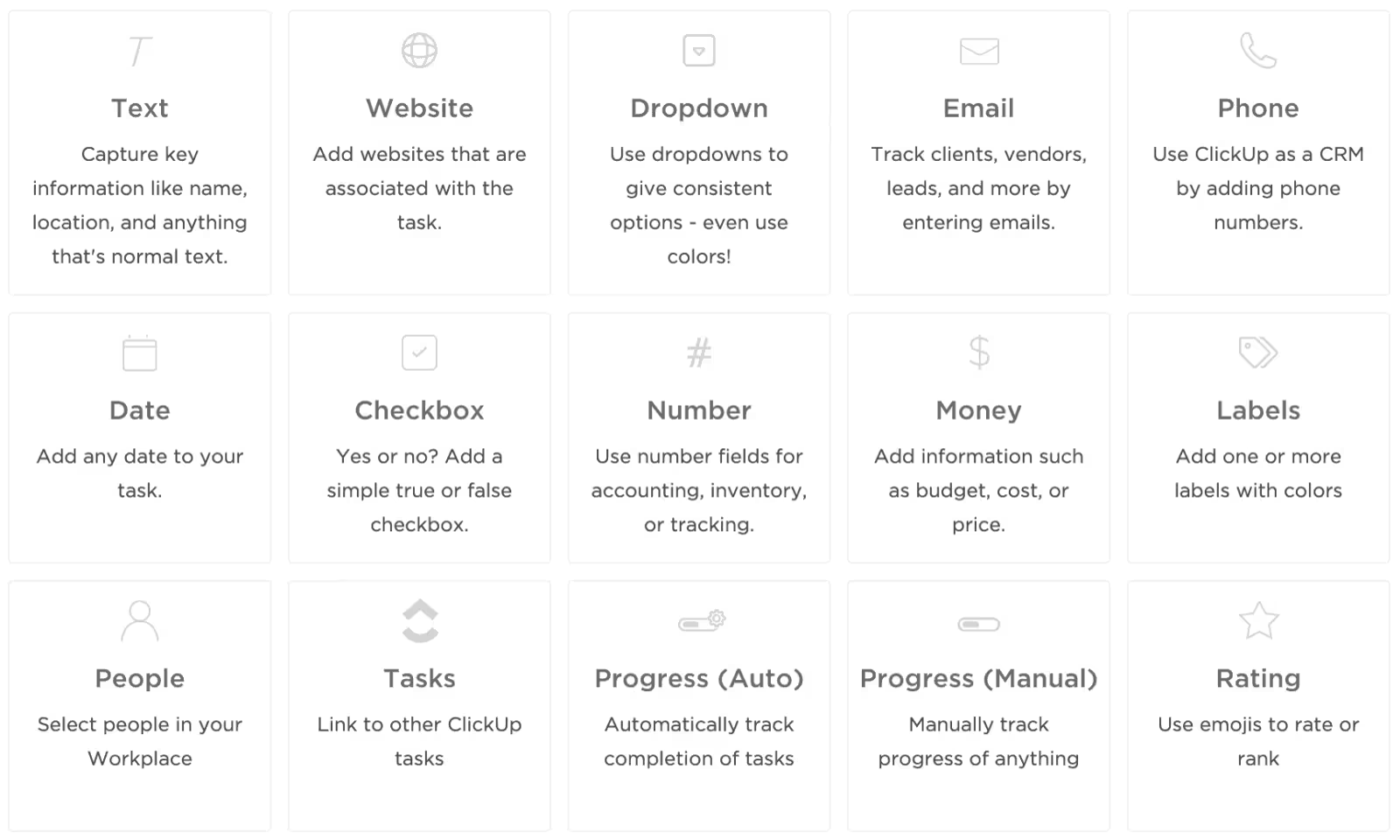 ClickUp Custom Fields:  user onboarding metrics 