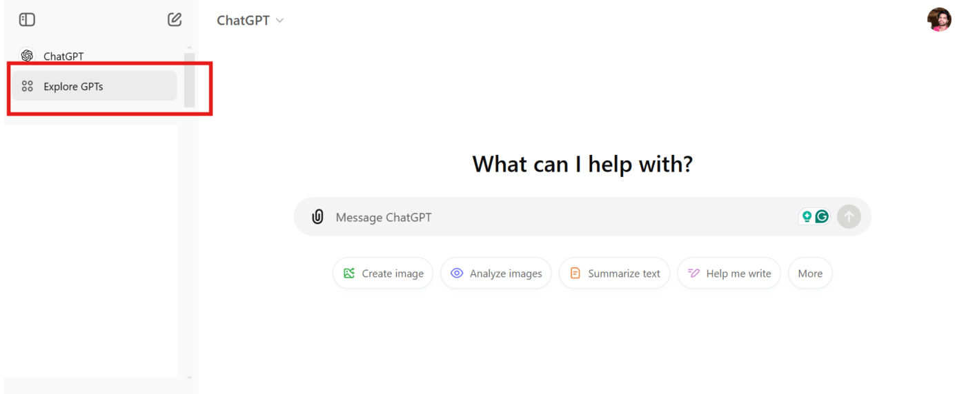 Explore GPT option in ChatGPT: chatgpt code interpreter