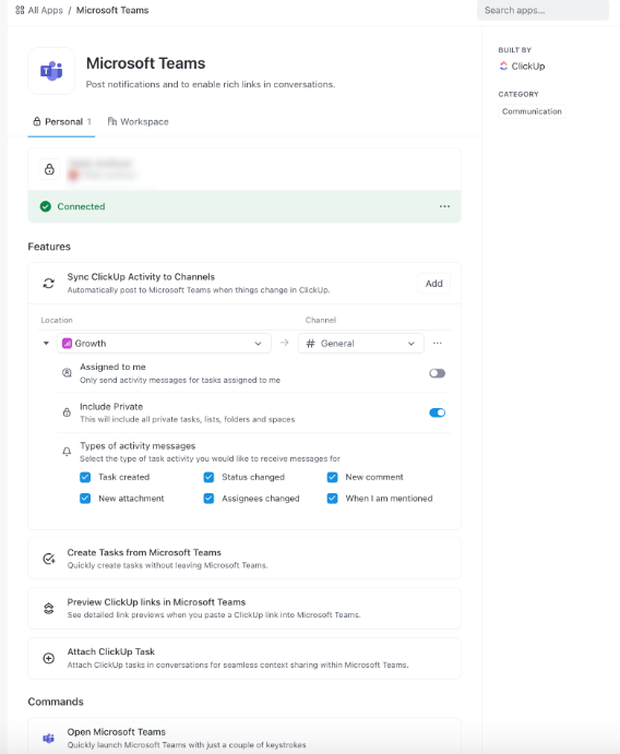 Integration of Teams and ClickUp