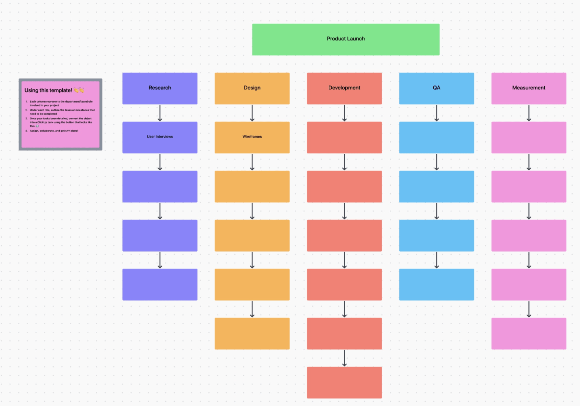 ClickUp's Work Breakdown Structure Template is designed to help you break down complex projects into manageable tasks and track progress.