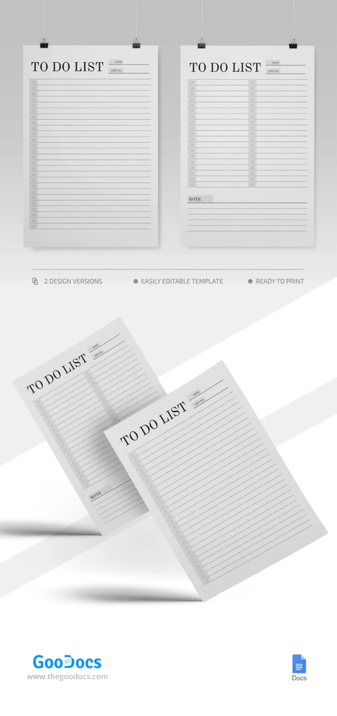Minimal To-Do List Template: to do list template google docs
