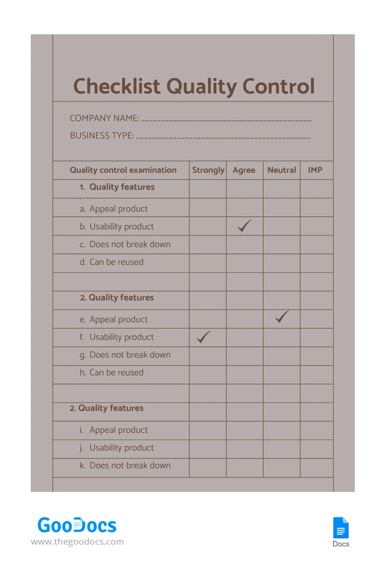 Quality Control Checklist: to do list template google docs
