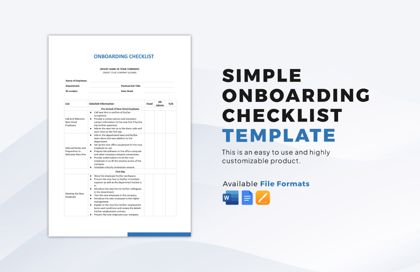 Simple Onboarding Checklist Template