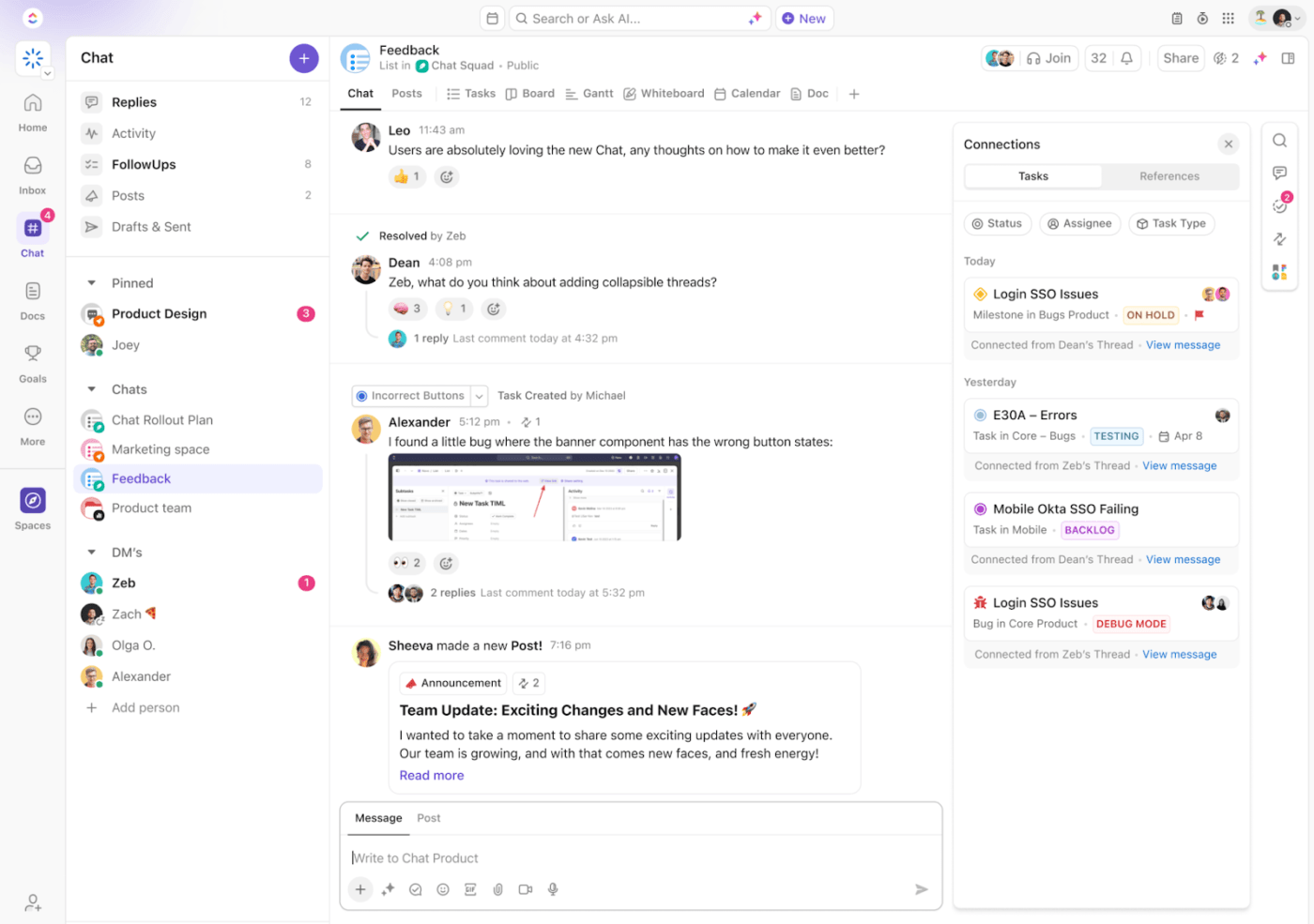 ClickUp Interface: retrieval augmented generation example