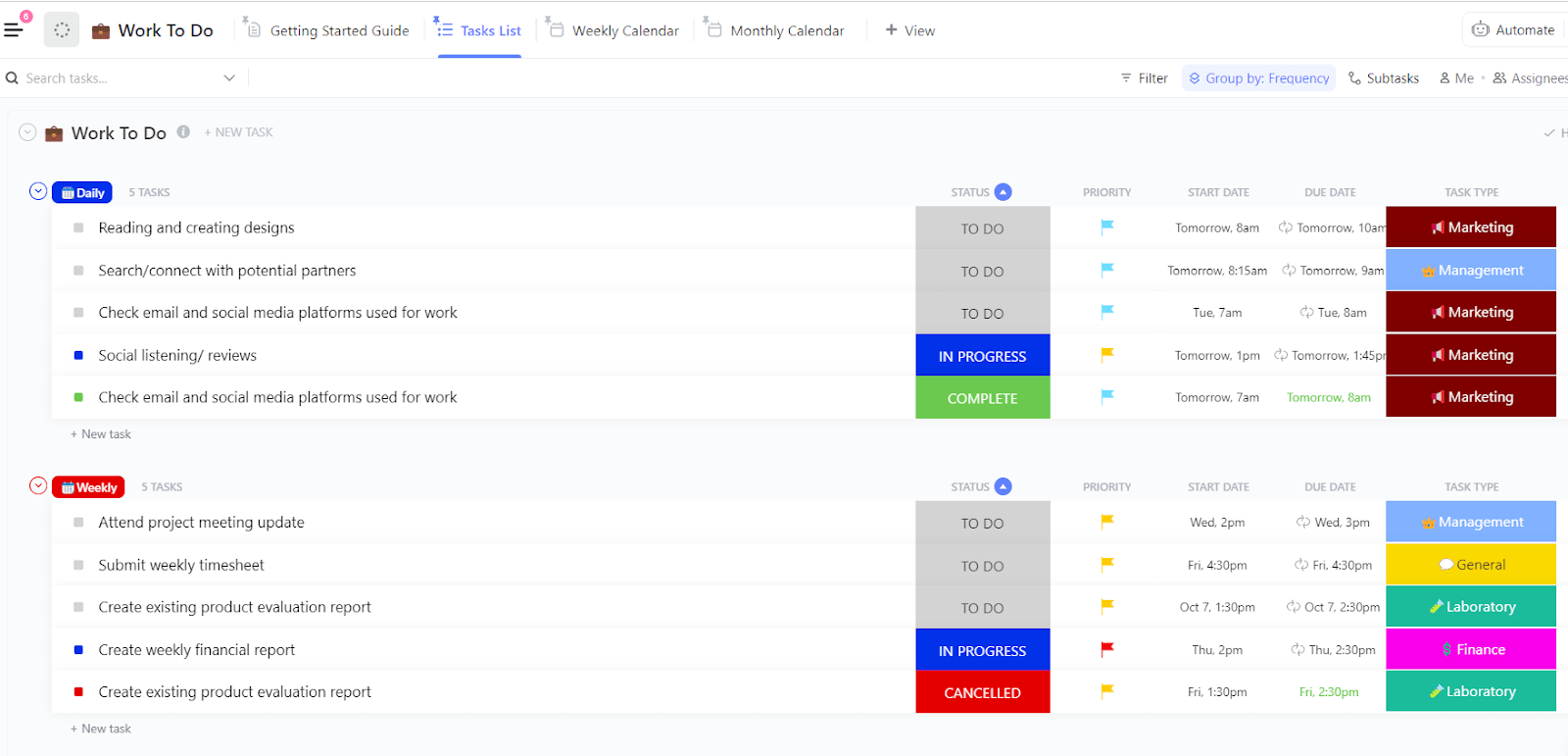 ClickUp Work To-Do List Template