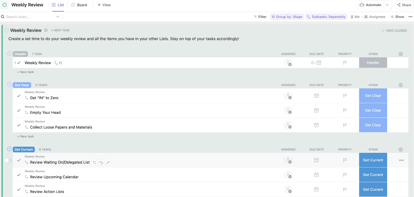 ClickUp Getting Things Done Template 