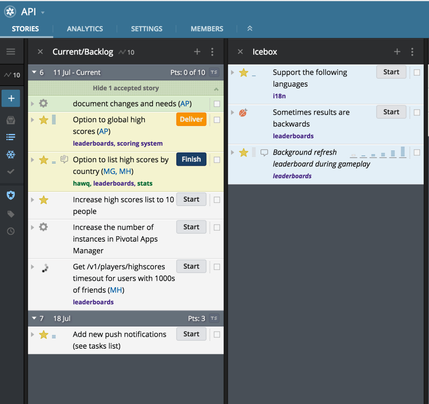 Pivotal Tracker for creating Scrum stories