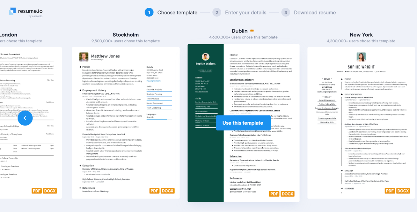 Resume.io ai resume builder