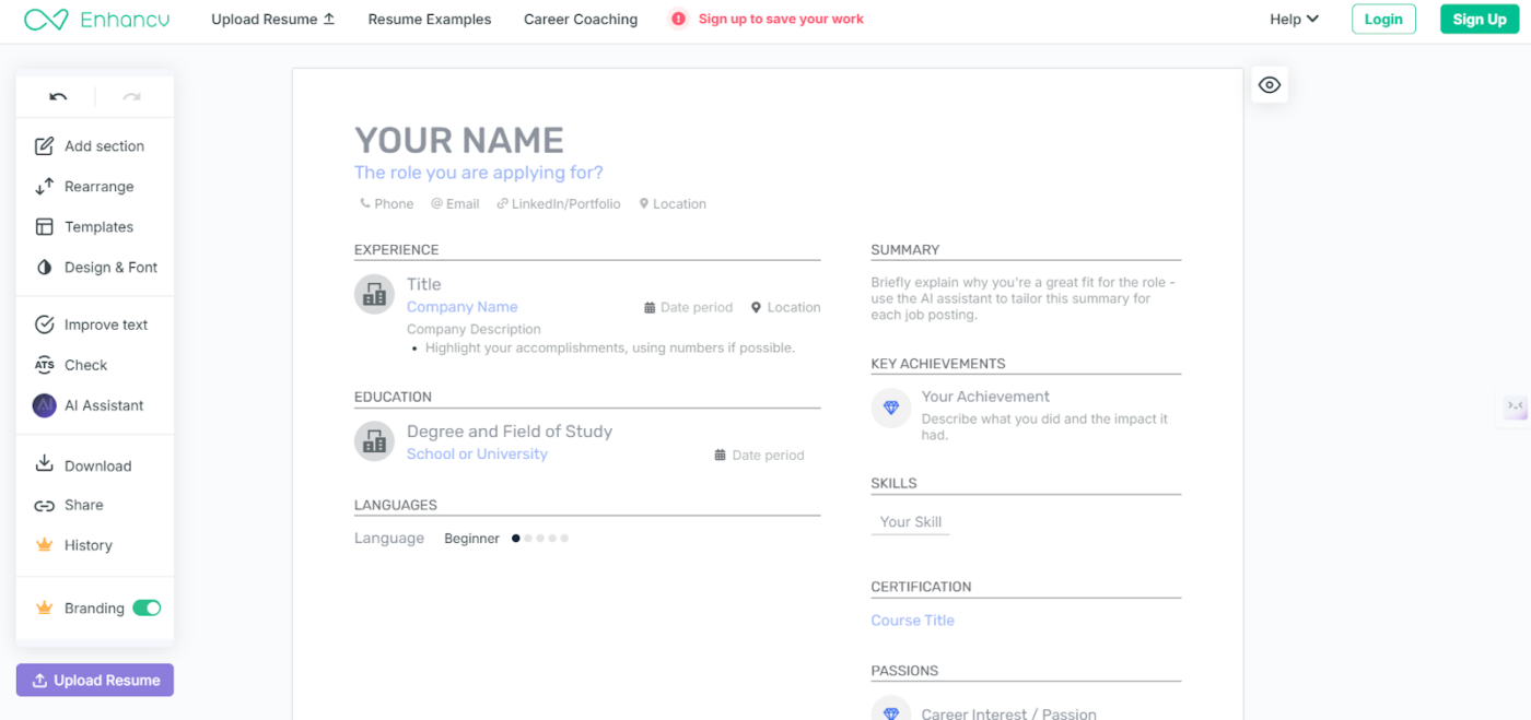 Enhancv ai resume builder