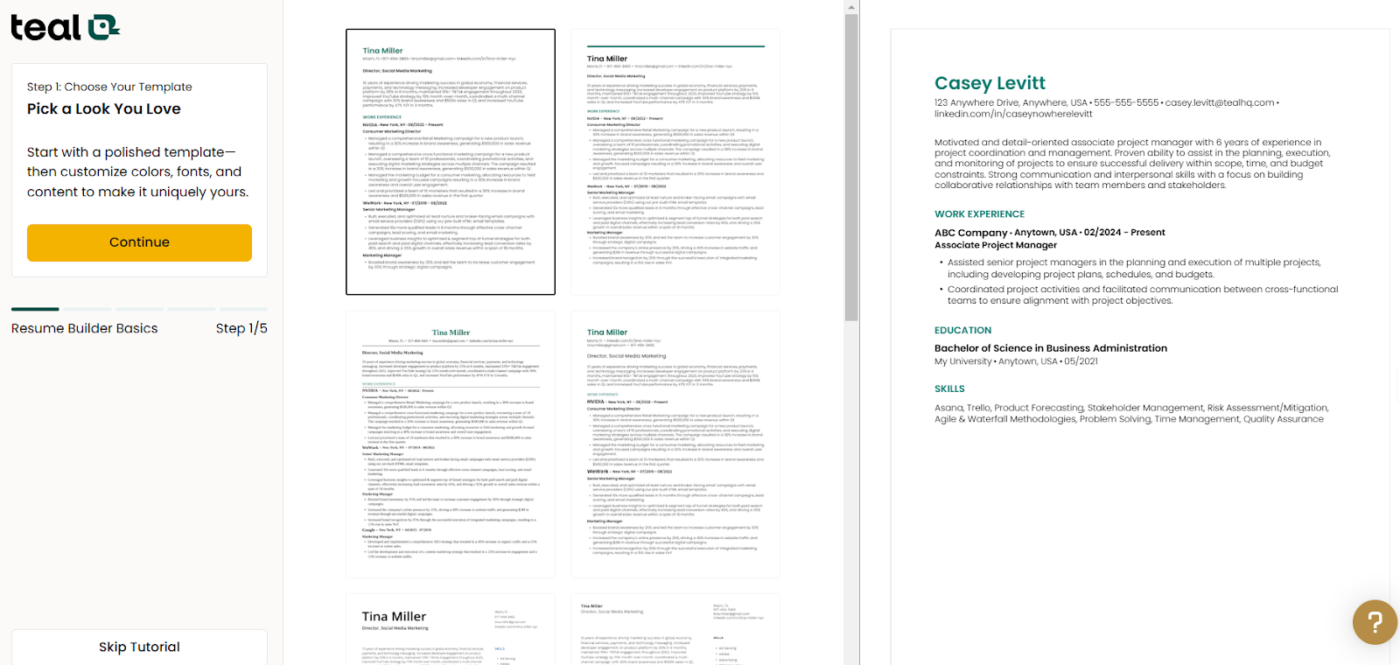  Teal ai resume builder