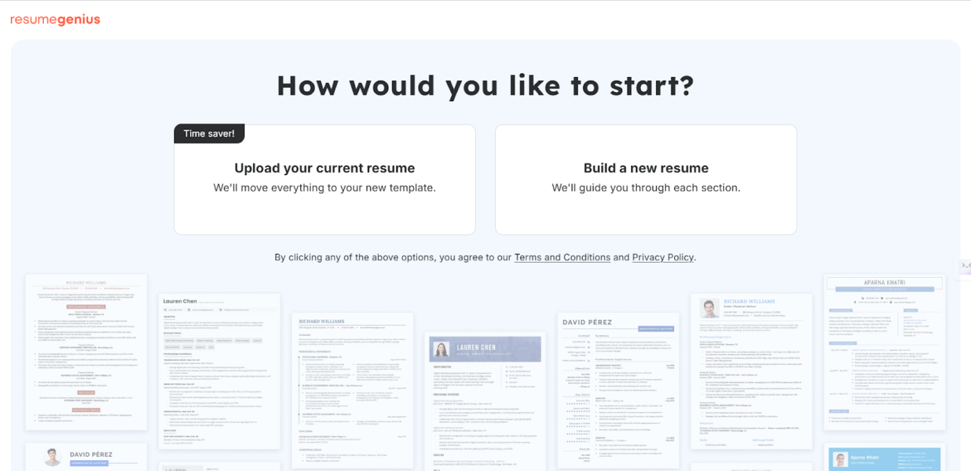 ResumeGenius ai resume builder
