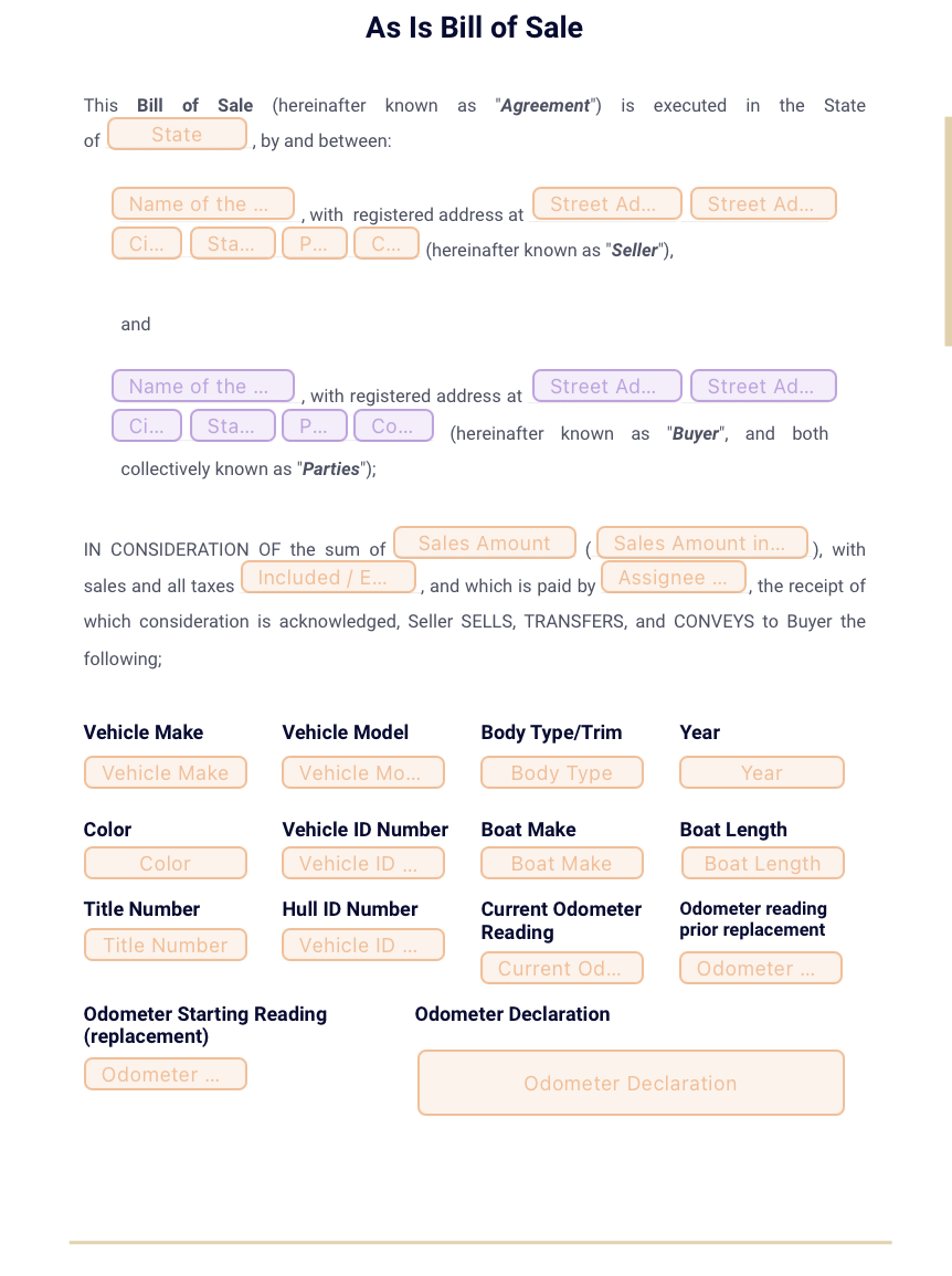 The As-Is Bill of Sale Template by Jotform works well for transactions involving items sold in their current condition.