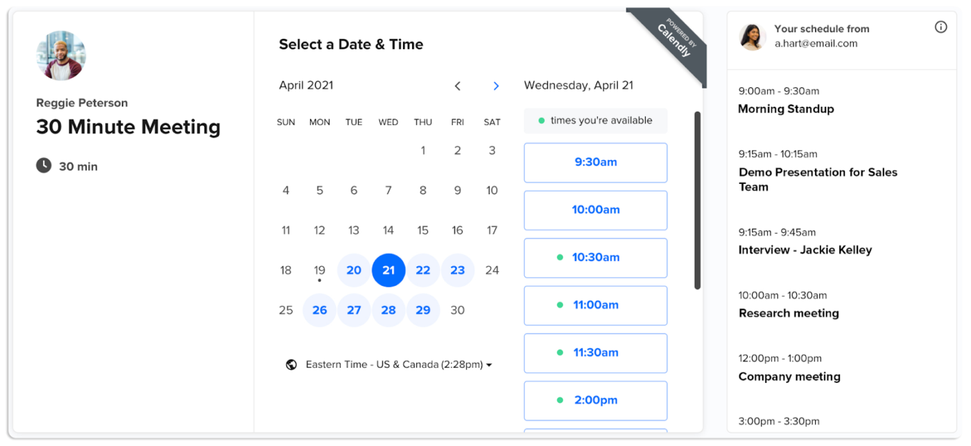 Calendly streamlines scheduling by automating availability and booking workflows, eliminating the need for back-and-forth emails.