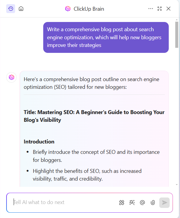 Generate Blog Outlines For Free With ClickUp Brain