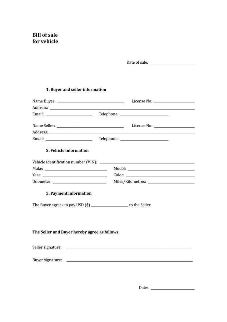 Gather vehicle documents including the vehicle title for a comprehensive sale bill