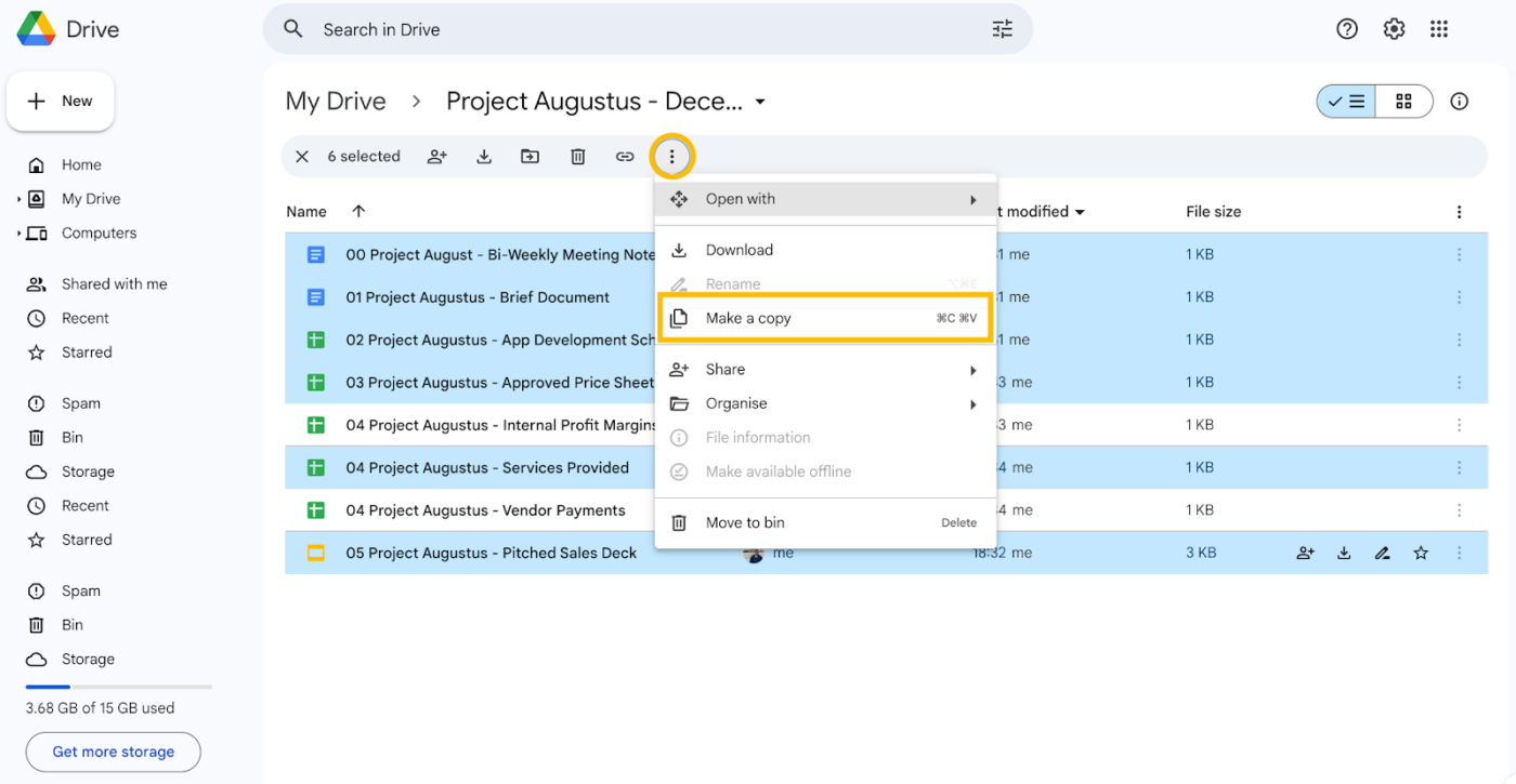 how to copy a folder in google drive: step 4