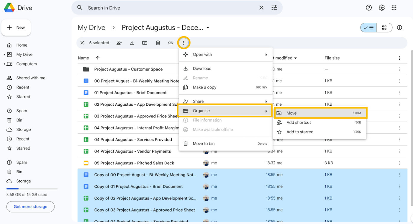 how to copy a folder in google drive: step 6