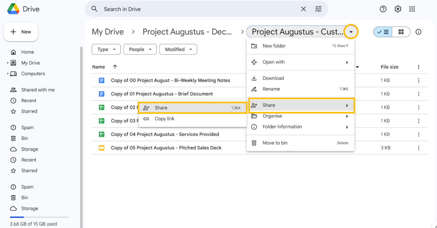 how to copy a folder in google drive: step 7