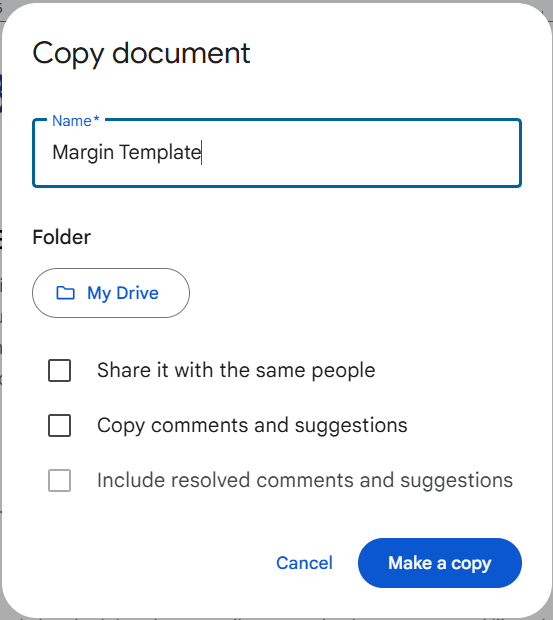 Create custom templates with predefined margins