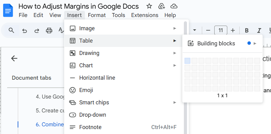 Combine table borders for section-specific margins