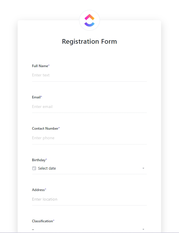 ClickUp Forms Template