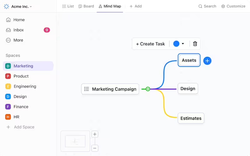 ClickUp Mind Maps: Process optimization