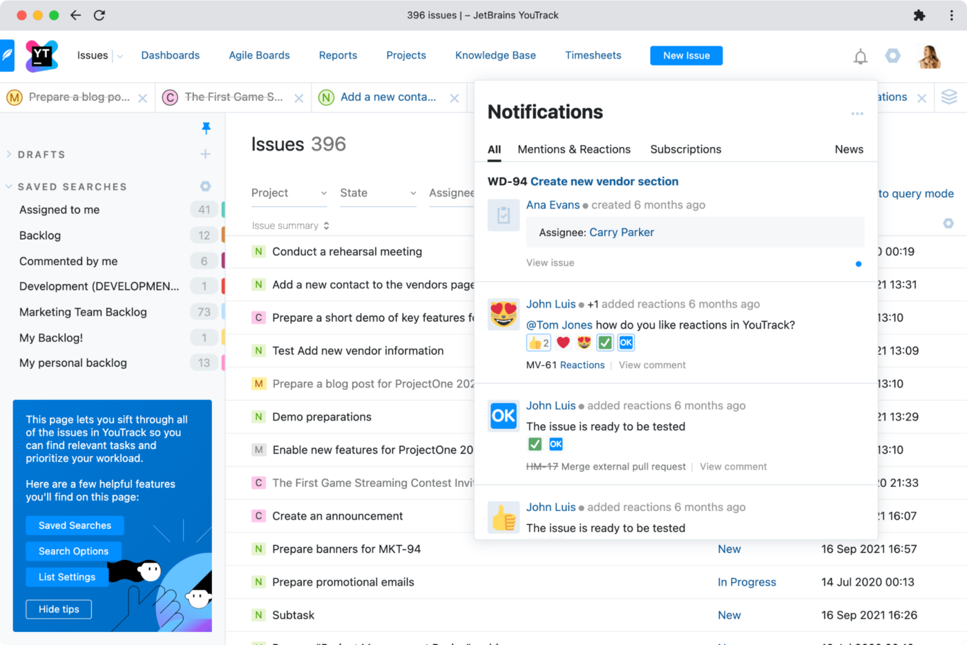 Bug tracking tools: YouTrack (Best for small teams’ project tracking and management)
