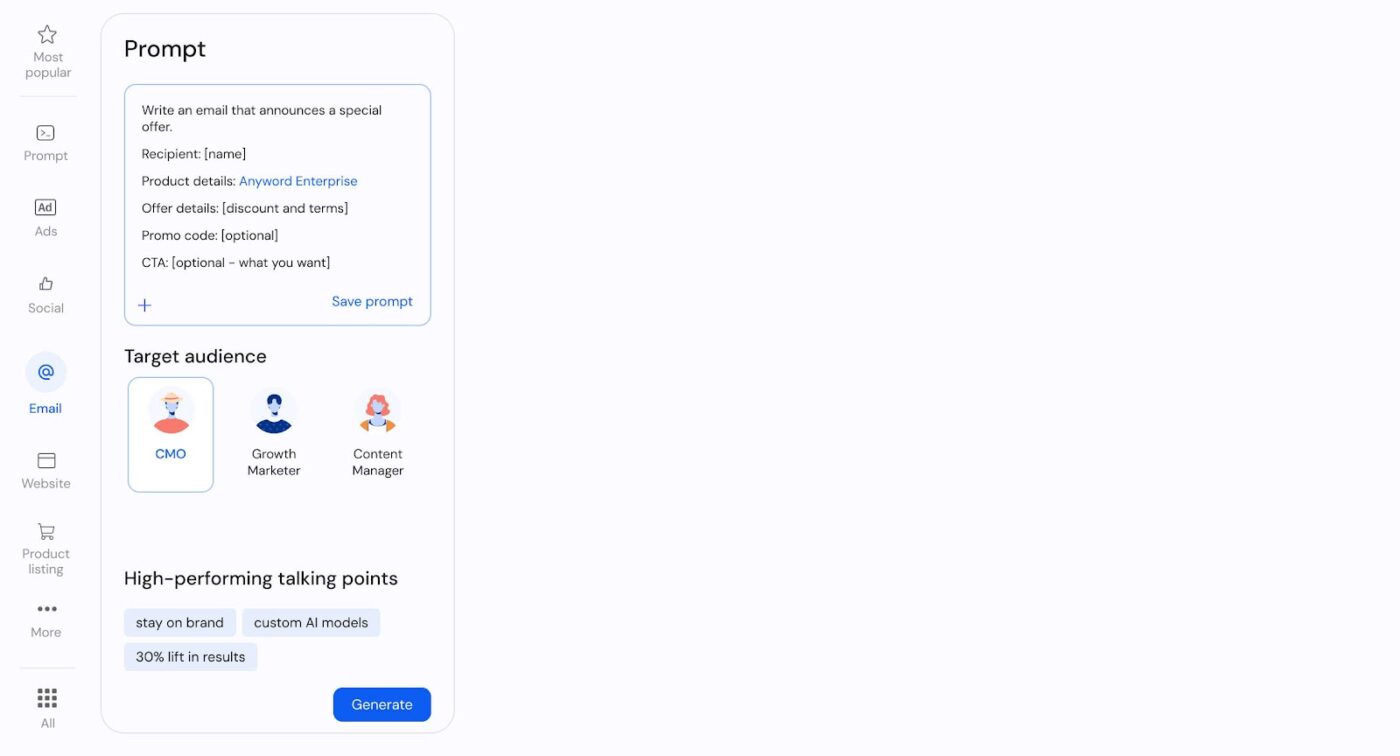 Anyword: Copy AI alternatives for marketing copy