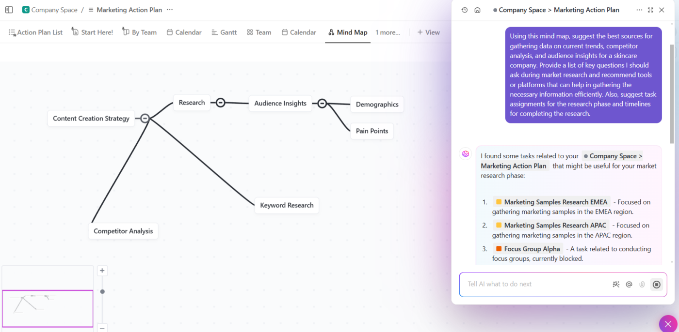 Refine your research with ClickUp Brain for quicker, smarter content planning