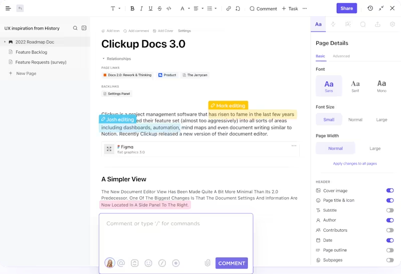 Manage your work and collaboration effortlessly with ClickUp Docs
