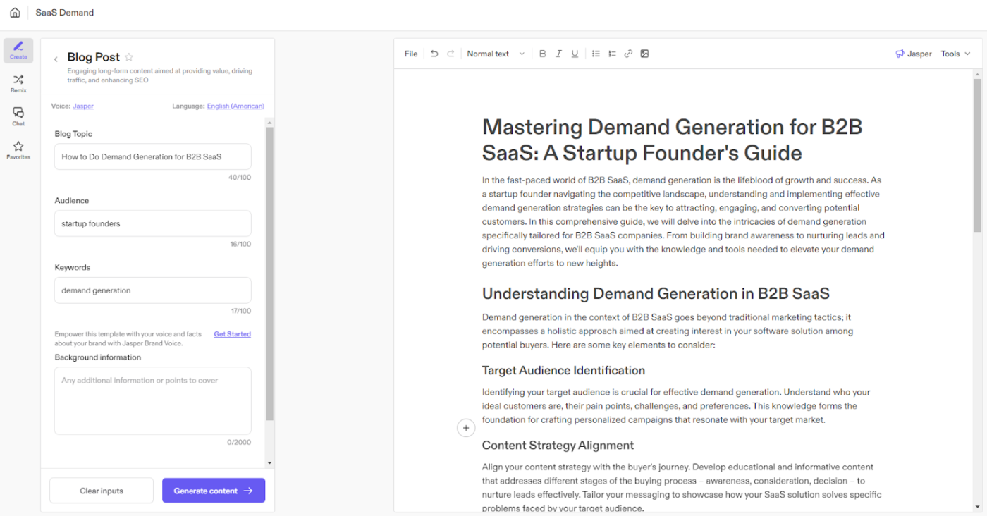 Jasper: Write long-form content consistent with your brand