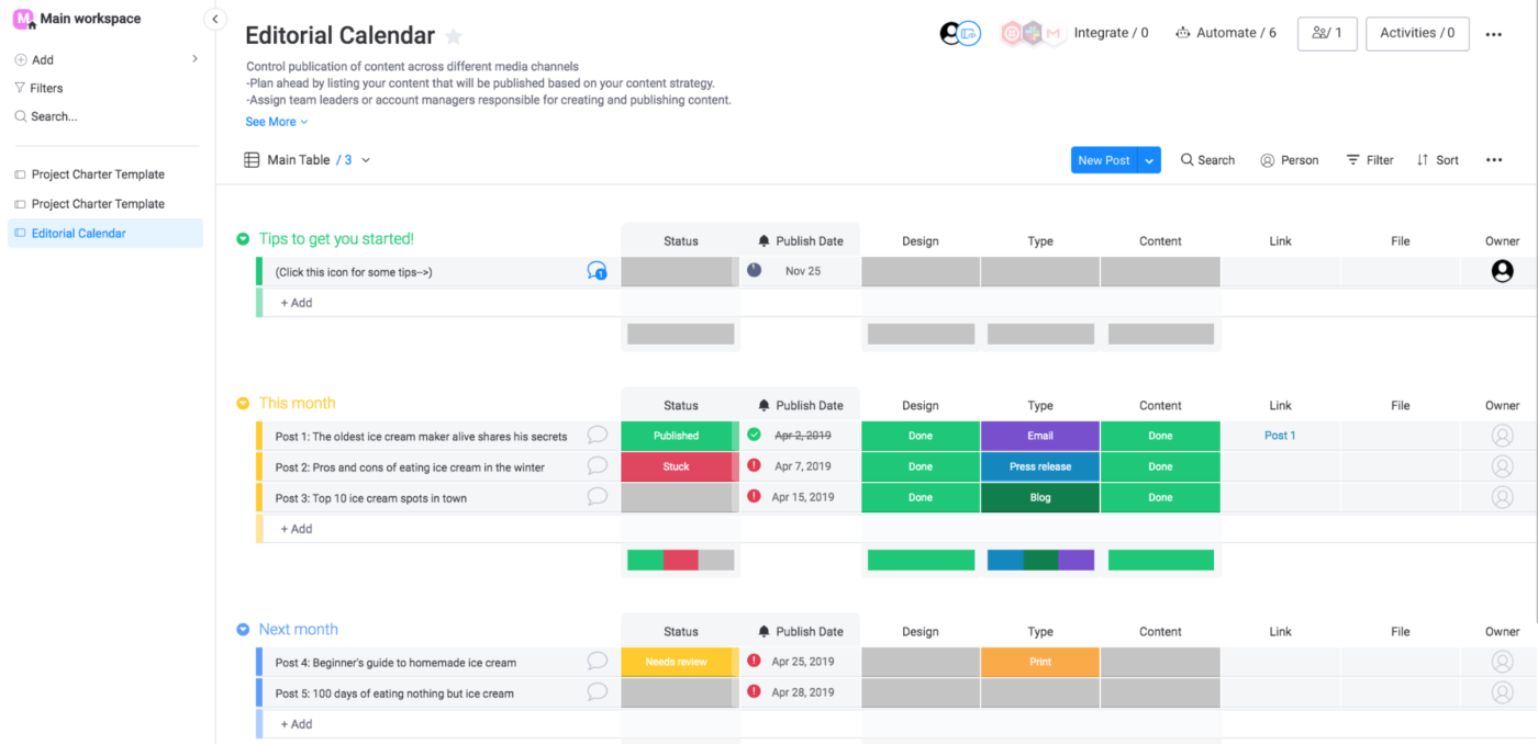 Monday.com: Project management software with visual workflows