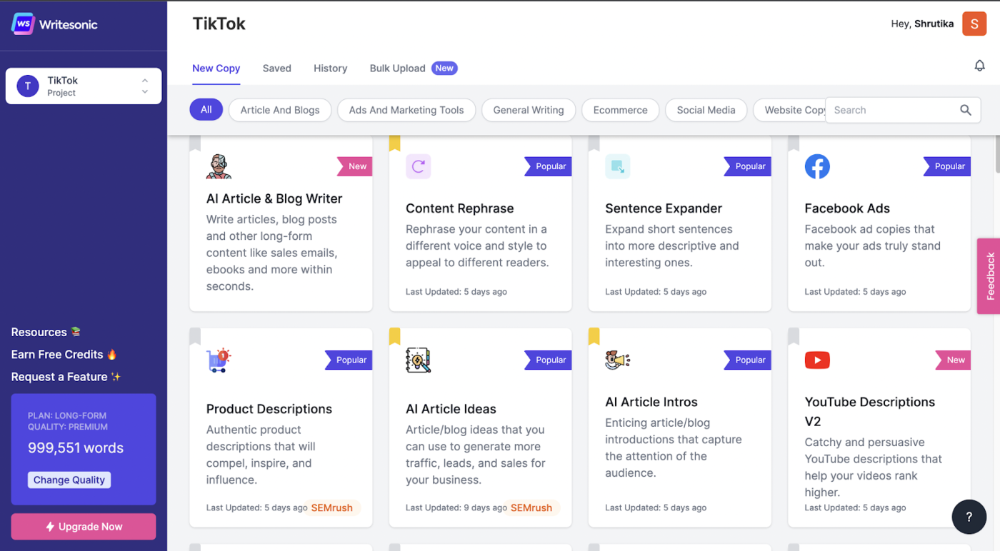 Writesonic : Copy AI alternatives
