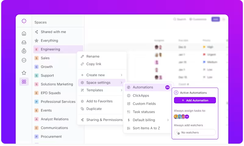 ClickUp Automations: pie chart alternatives