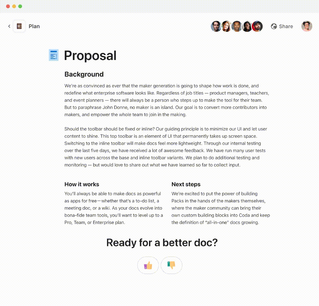 Coda for taking notes
