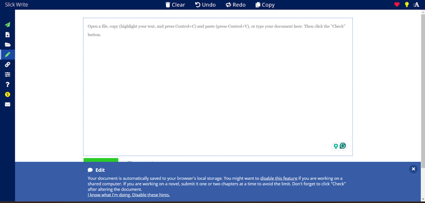 Slick Write: Best for identifying basic grammatical errors