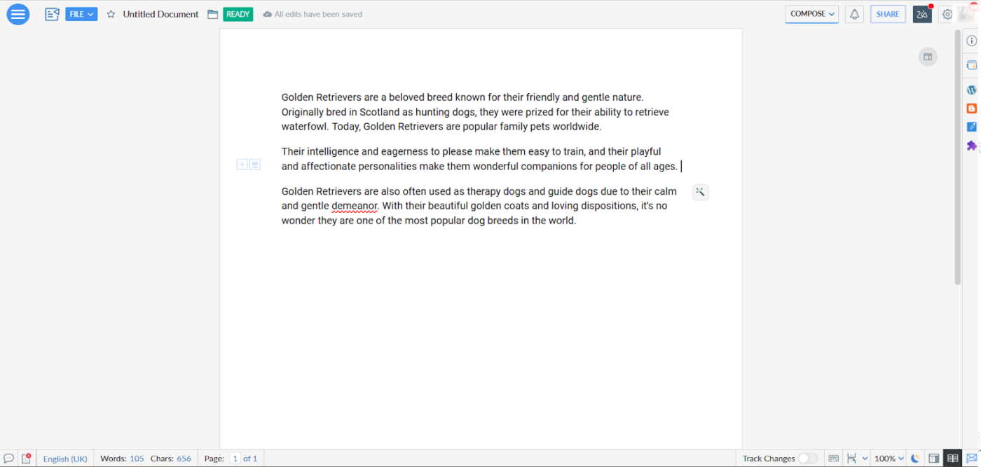 Wordtune Alternative: Zoho Writer- Best for writing and collaborative document editing