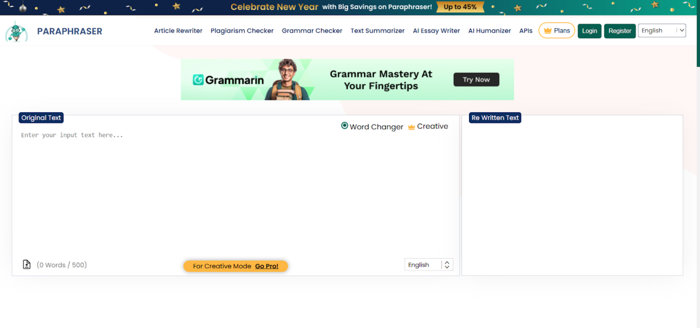 Paraphraser.io: Best for rewriting content while preserving original meaning