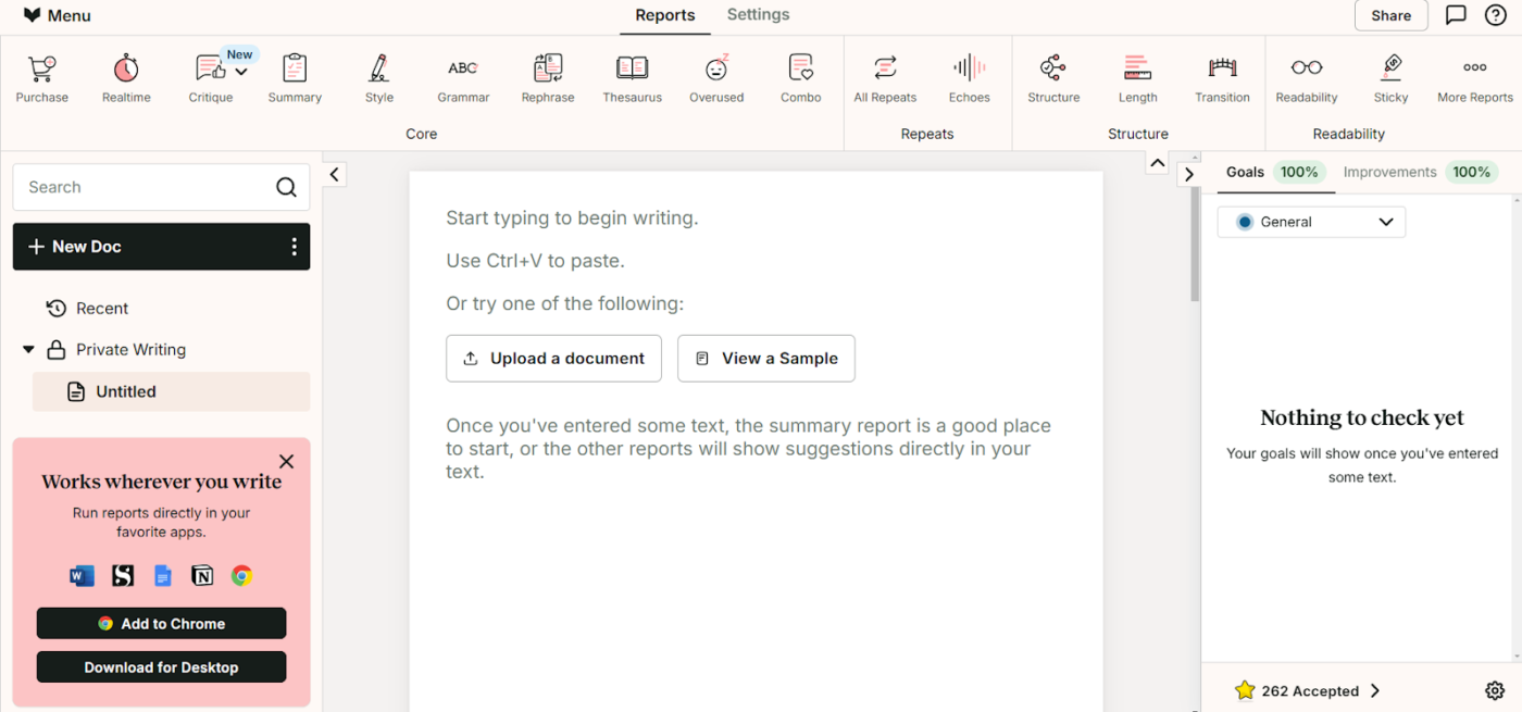 ProWritingAid: Best for improving sentence structure and identifying errors