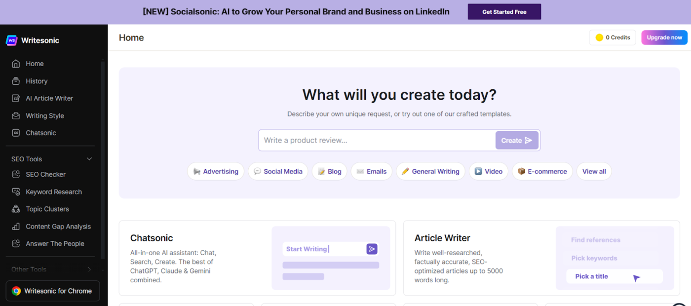 Writesonic: Best for generating SEO-optimized content