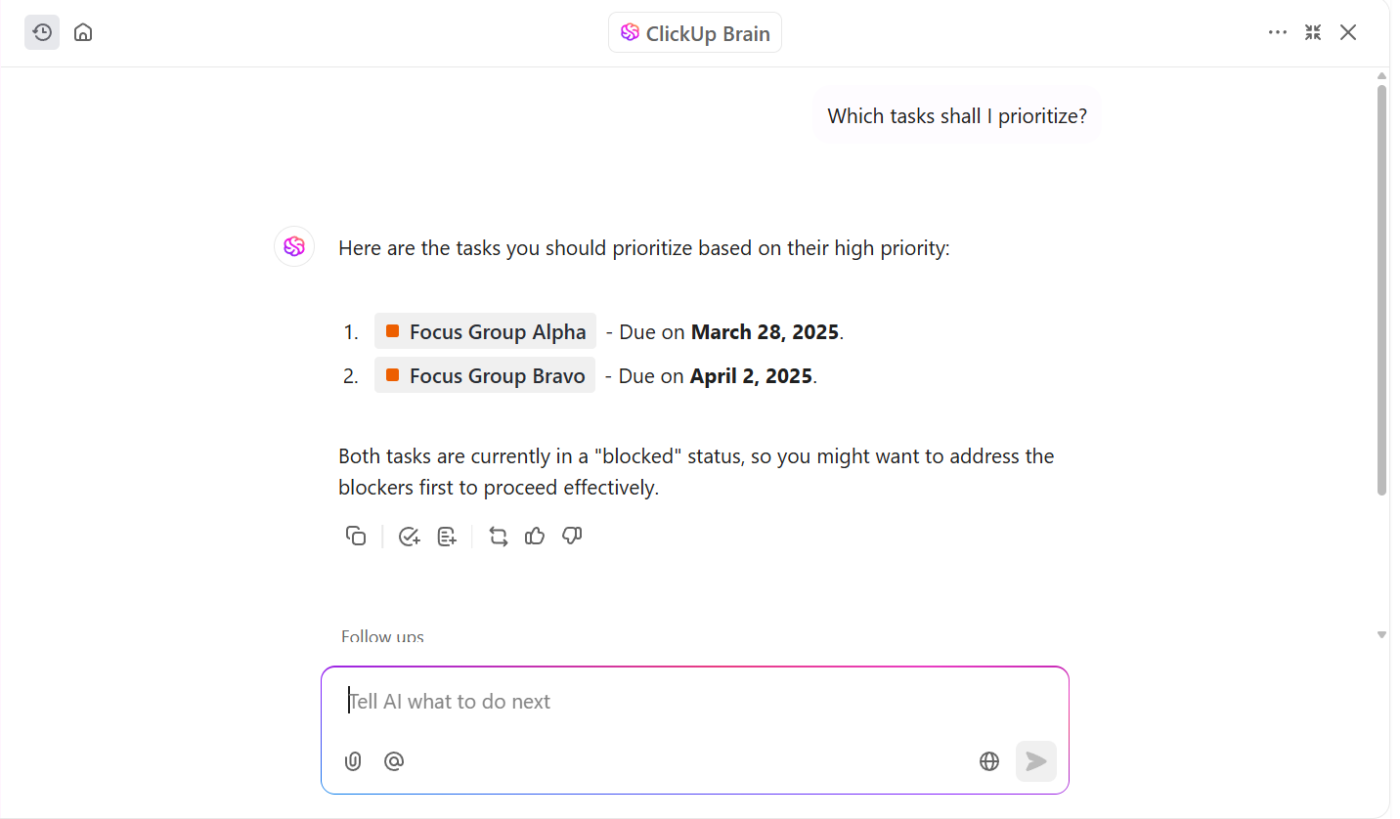 Optimize your schedule with ClickUp Brain