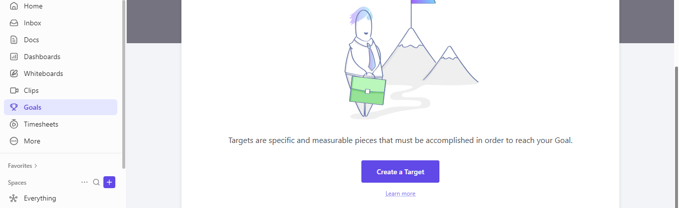 Create a target in ClickUp Goals