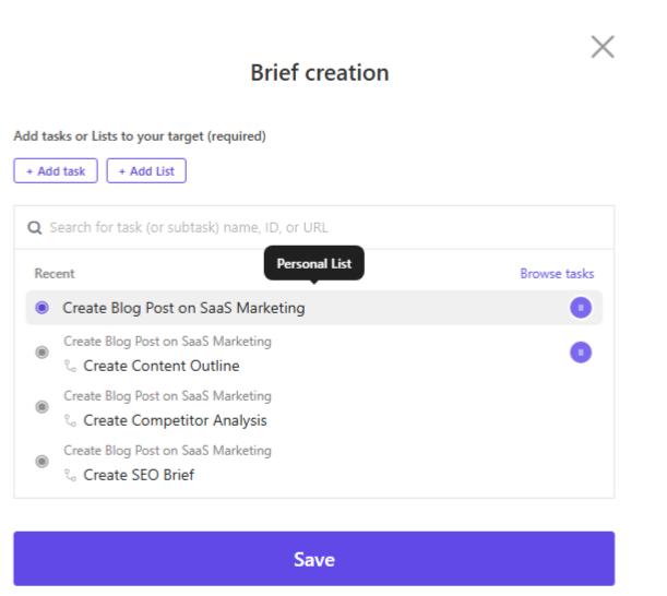 Link tasks to targets in ClickUp Goals: How to Use ClickUp for Goal Setting