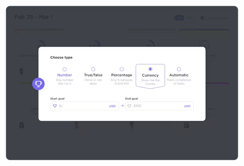 Monetary targets in ClickUp Goals: How to Use ClickUp for Goal Setting