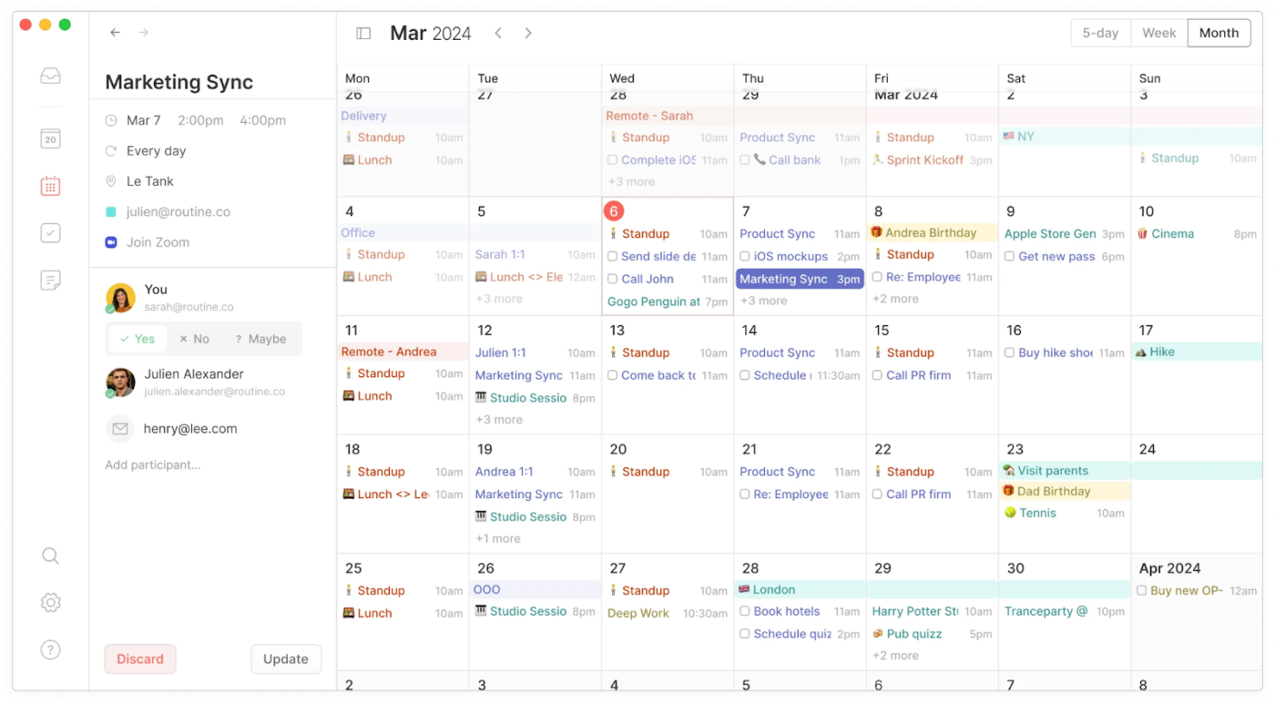 Routine: View calendar events at a glance