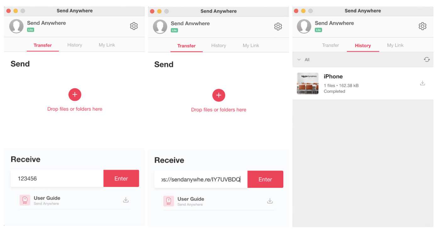 Send Anywhere Dashboard