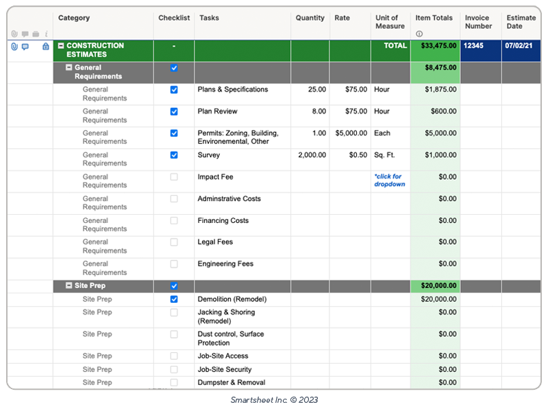 Smartsheet : Construction Scheduling Software