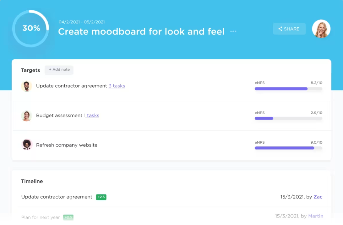 Task based targets in ClickUp Goals: How to Use ClickUp for Goal Setting