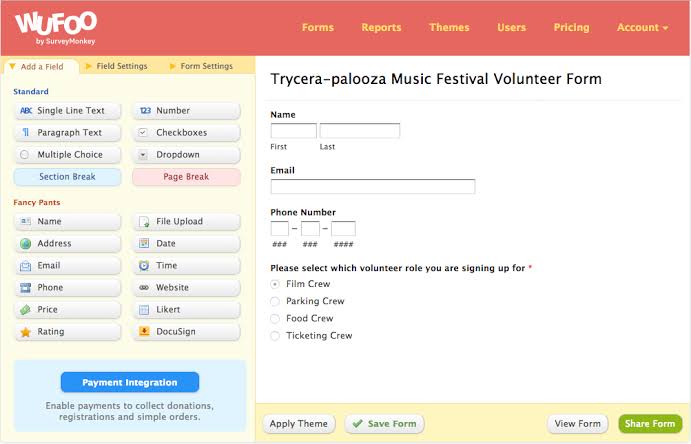 Wufoo: Online form builder software with a traditional interface