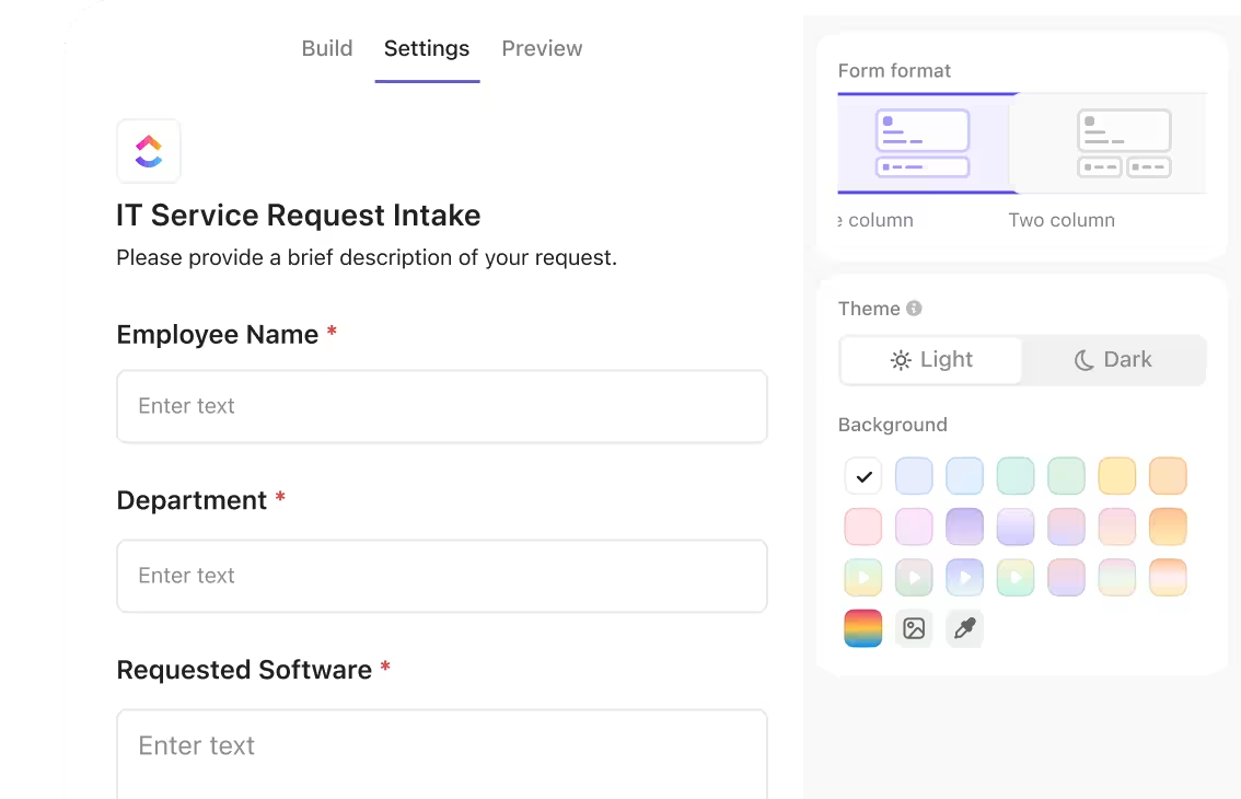 Collect, process, and analyze data seamlessly with ClickUp Forms—no need for a separate app!